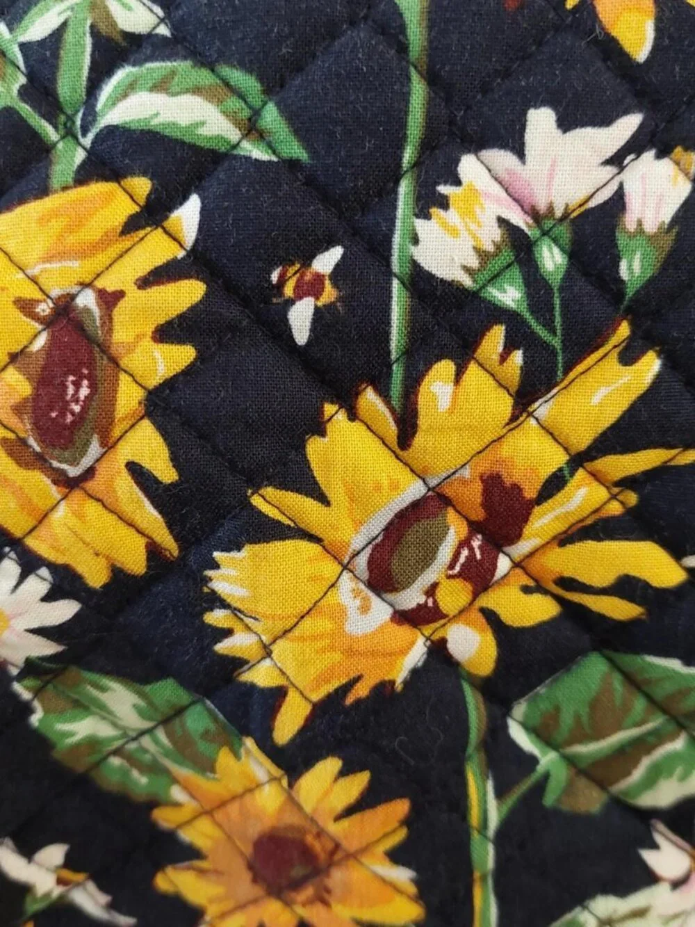 RARE Vera Bradley Sunflowers XL Campus Backpack featuring a quilted navy fabric